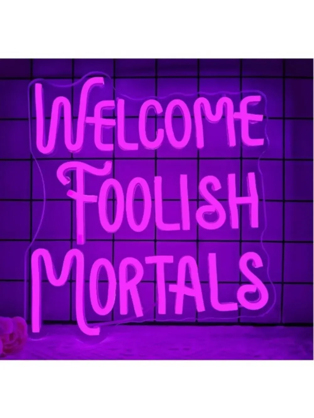 Welcome Foolish Mortals Neon Sign Dimmable Gothic Haunted Mansion LED Purple New